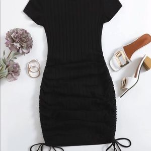 SHEIN drawstring side rib-knit Bodycon Dress.
